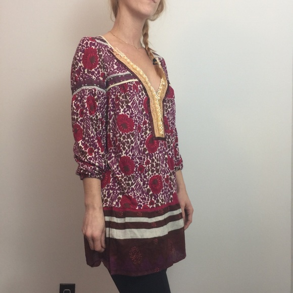 Free People Pink Pearl Button Tunic Blouse Top - Picture 5 of 8